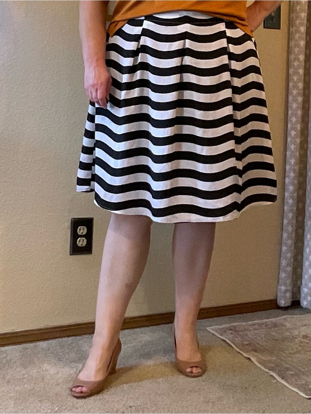 Lane Bryant Black & White Striped A-Line Skirt